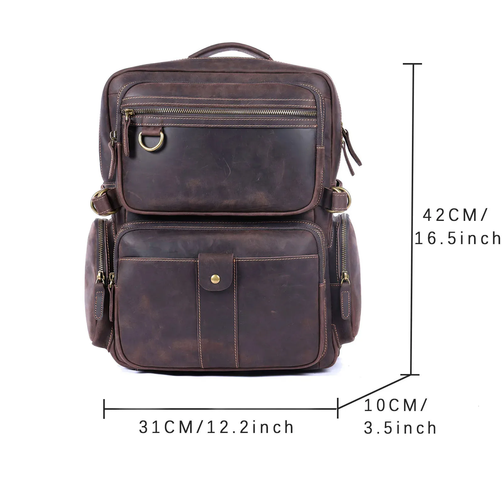 SWORKER Vintage Rucksack aus echtem Crazy Horse Leder, Laptop-Rucksack, Freizeitrucksack für Schule, Outdoor-Aktivitäten, Reisen und Wochenendausflüge 251113_voghion.com