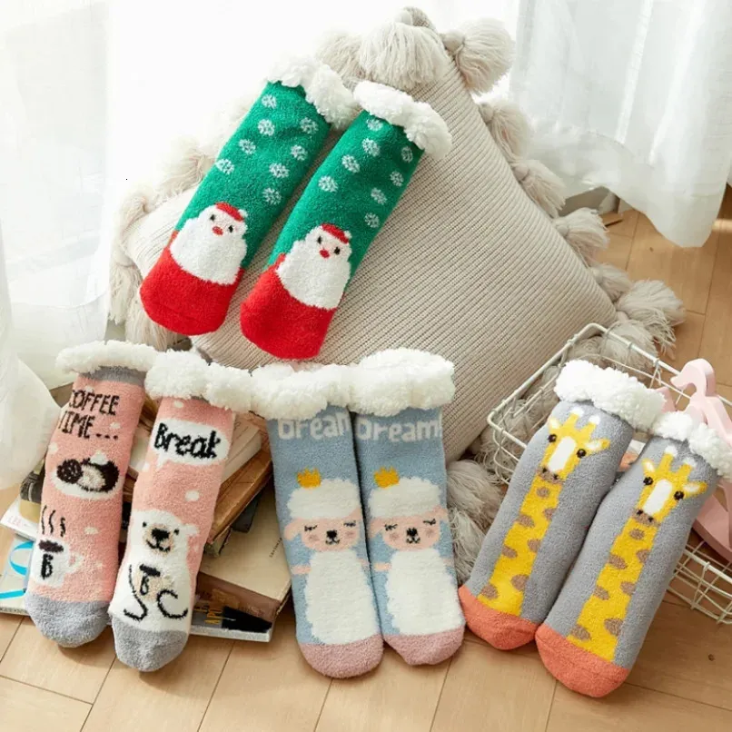 Calzini da donna morbidi e caldi in peluche per dormire a casa, Rosso, Etichettalia unica