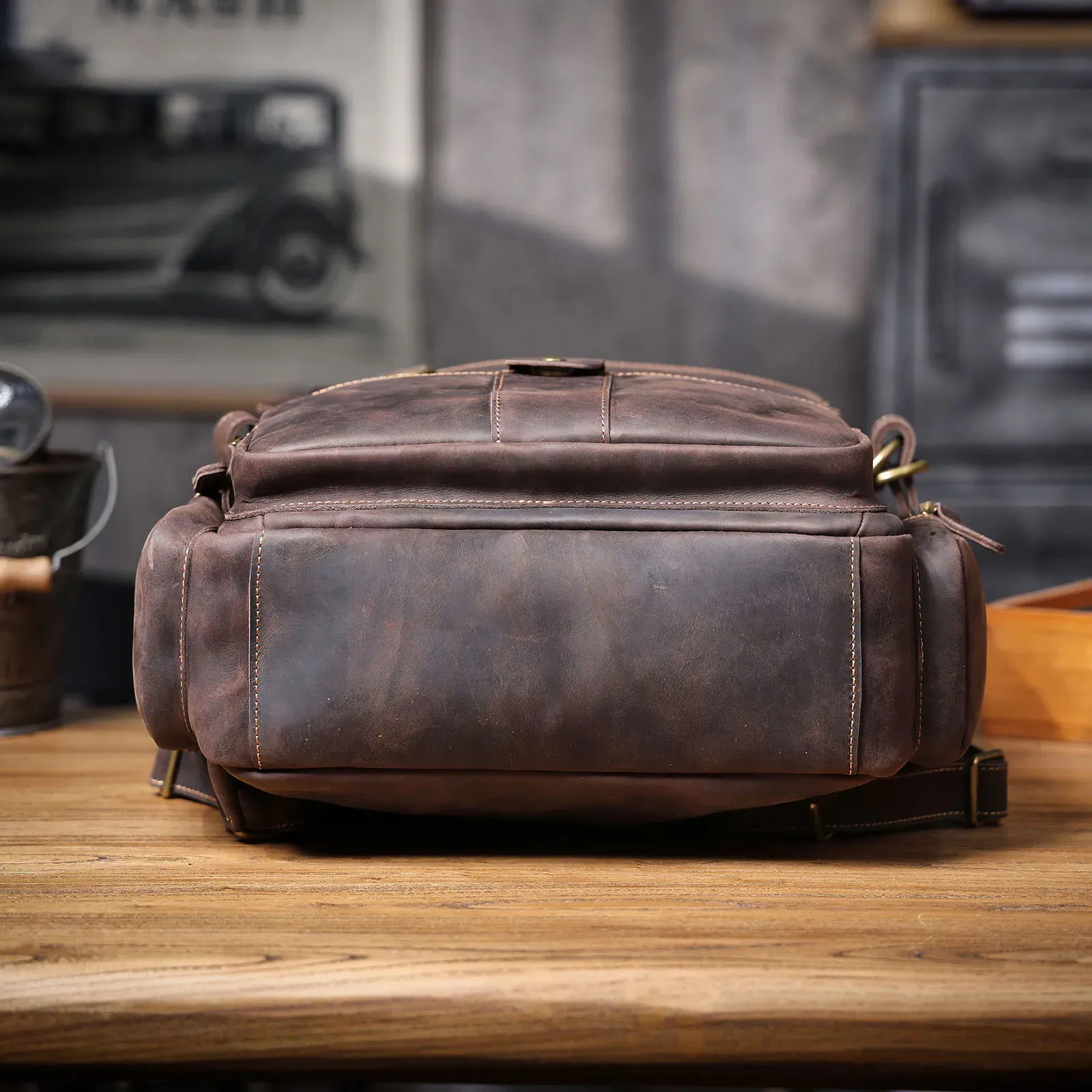 Vintage Rucksack Aus Echtem Leder Für Reisen Und Trekking_voghion.com