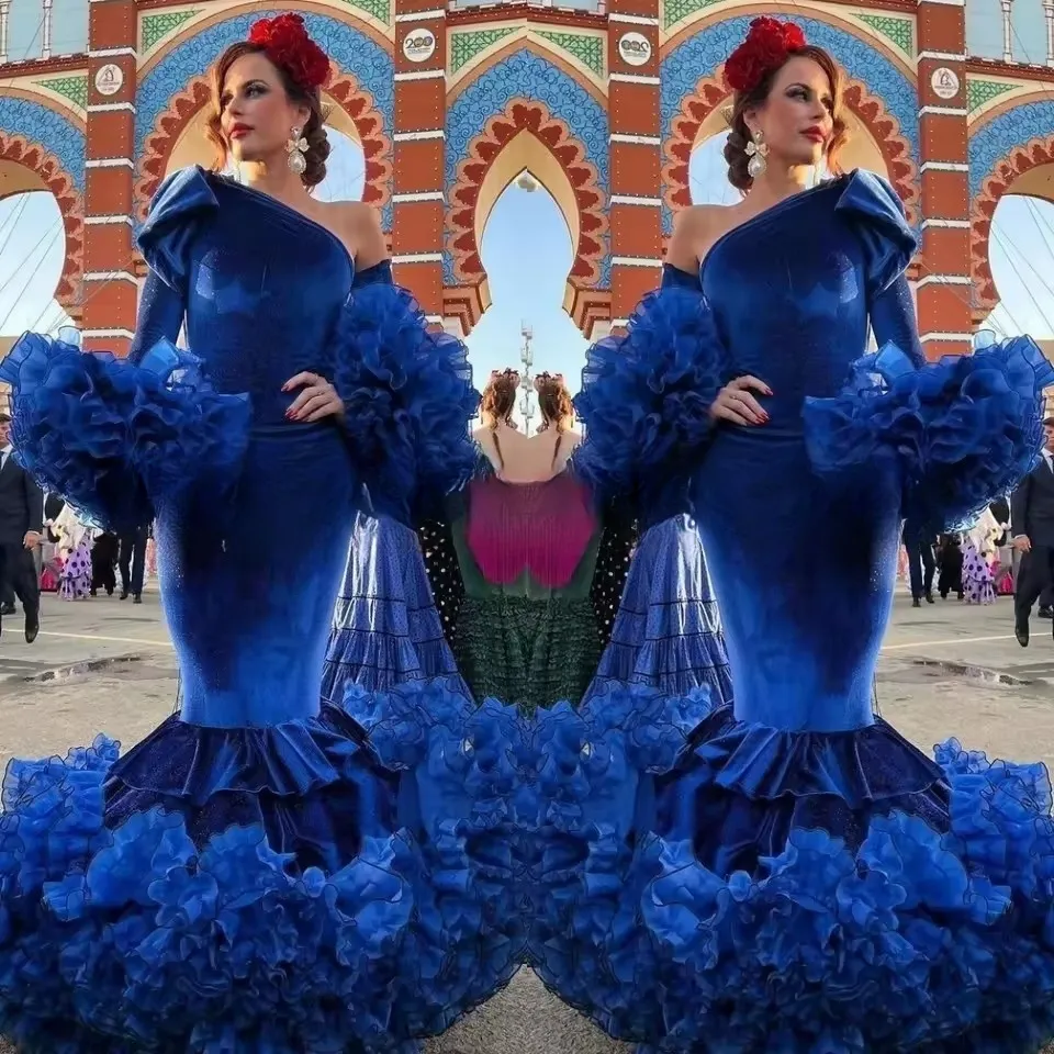 Gemstone Blue Velvet Spanish Mermaid Evening Dresses... From Queenshoebox,  $171.6 | DHgate.Com