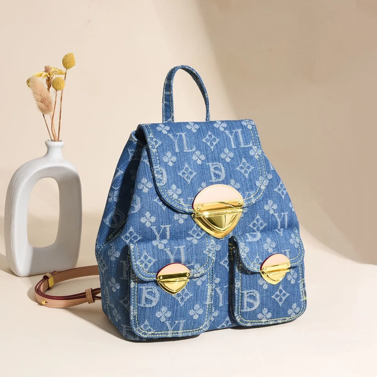 Luxury Designer Denim Tote Backpack For Women 10A Canvas Shoulder ...