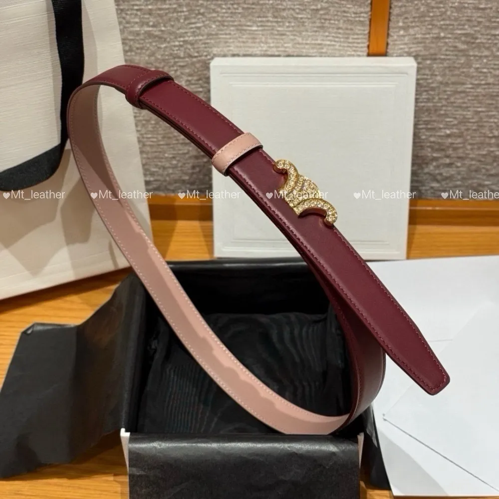 Reversible leather waist belt for women with 2.5 cm golden  display picture 1