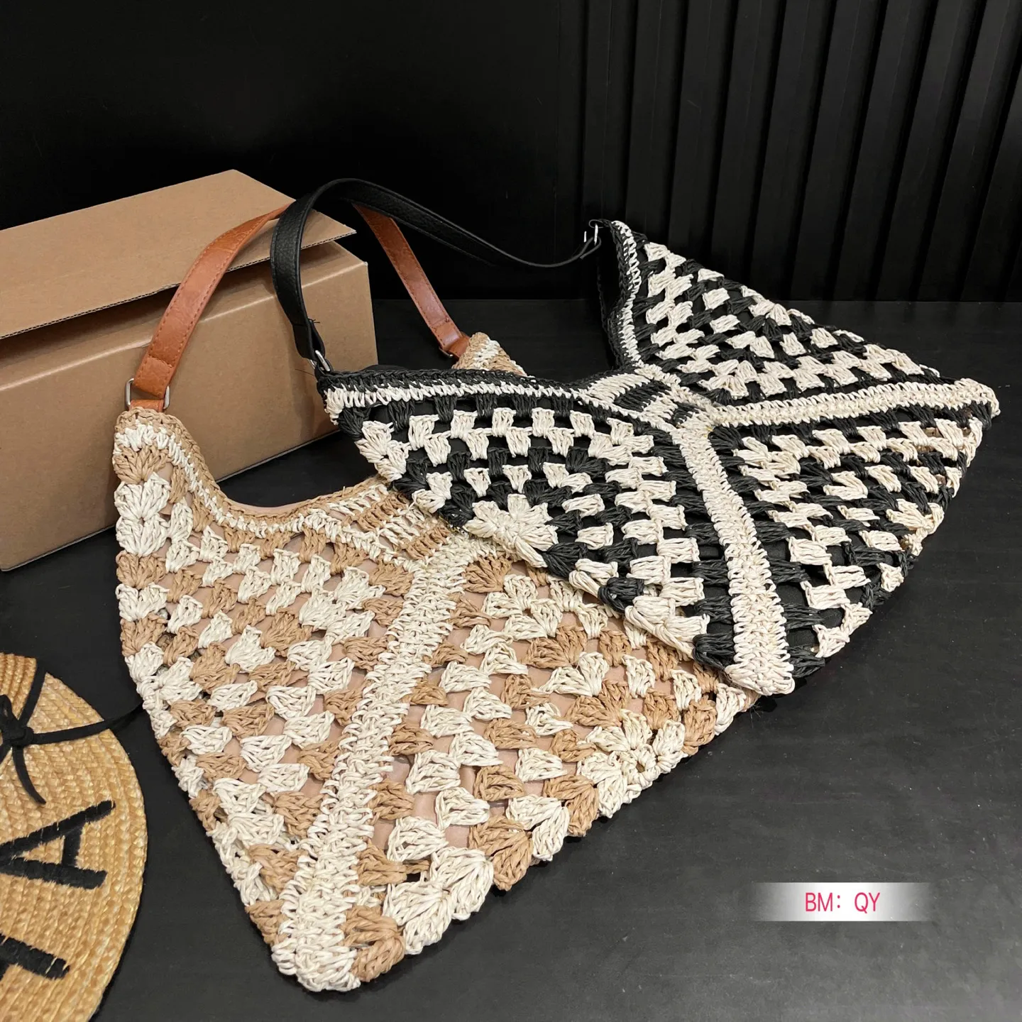 Designer Straw Beach Bags Large Woven Raffia Tote Shoulder Bag For ...