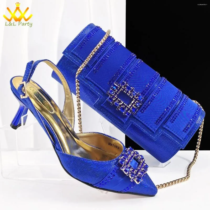 blue dress for baby girl Royal Blue Silk Heels with Crystal Flower Ornament main image 0