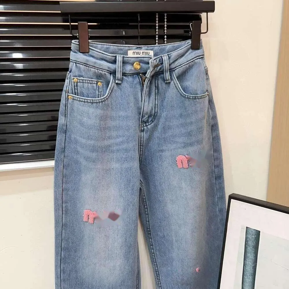 Designer Casual Jeans: Miu Home Spring Summer Pants with Pink
