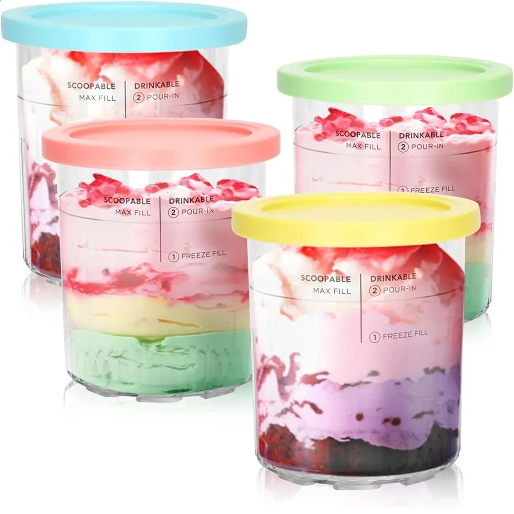 thumbnail interactive-video image 1 of Creami Pint Cups And Lids 4-Pack - 24oz Containers For Ninja Creami NC500, NC501 Ice Cream Makers 1 of 5