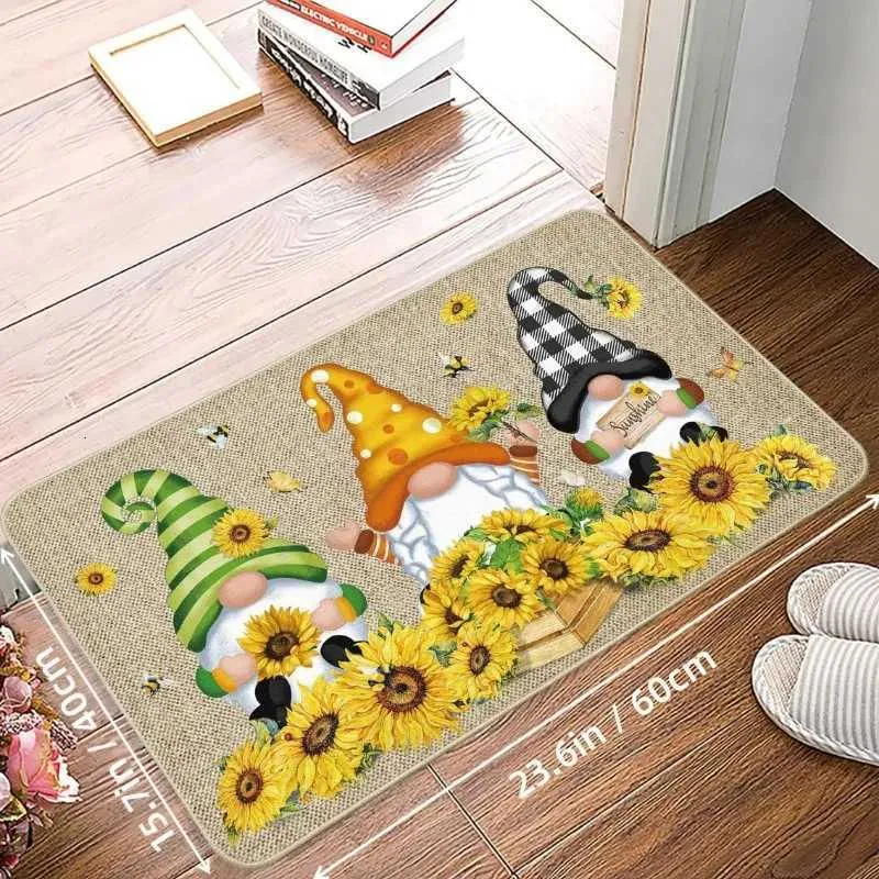 Spring Sunflower Decorative Rug Dwarf Pattern Anti Slip Doormat, 100% ...
