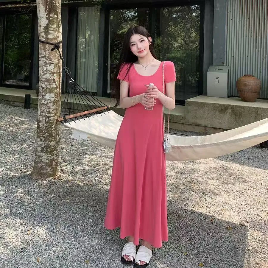 Casual dress women's clothing polyester plaid scoop neck sheath ankle-length  dress size S-XL from Dhgate Basic & Casual Dresses - price 69.35