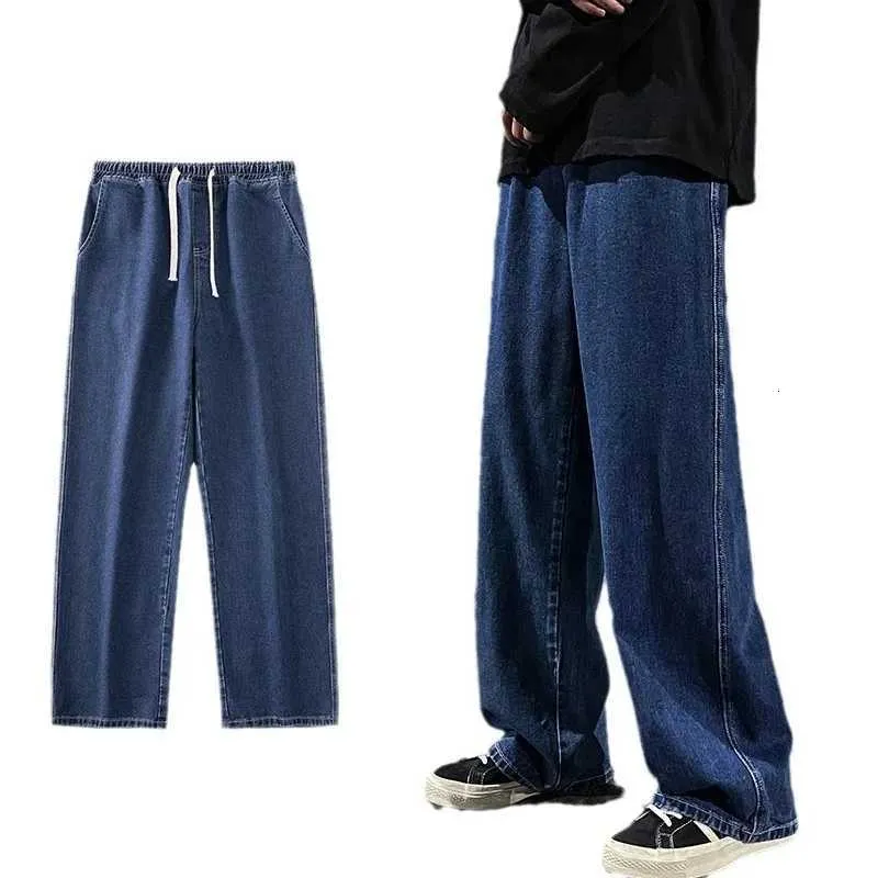 streetwear solto jean larga cala roupas de marca masculina preto luz azul cinza masculino estilo moda solta em linhaW251117