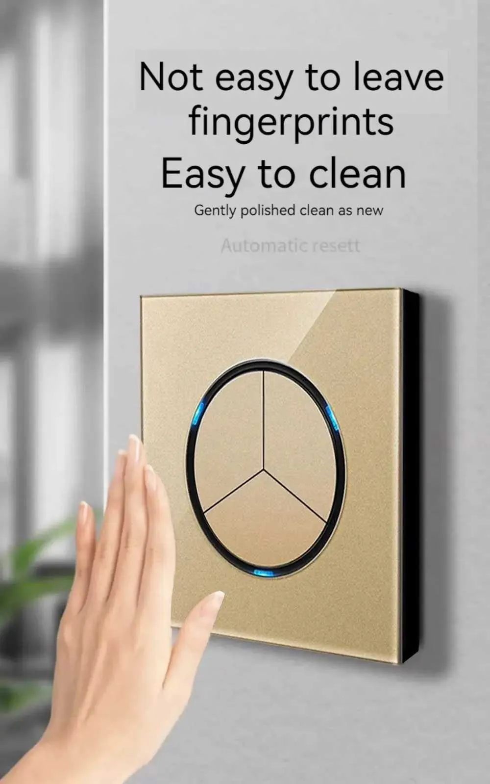 Light Switch with Socket Glass Panel Touch On/Off USB Black Plastic 16A ...