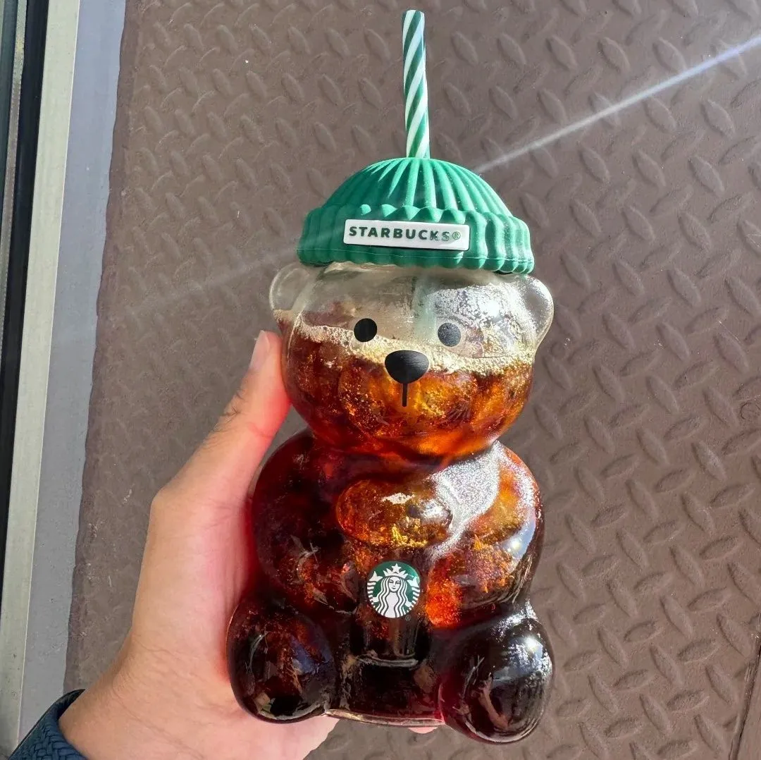 スターバックス ガラス ベアリスタ タンブラー ストロー付き 透明な