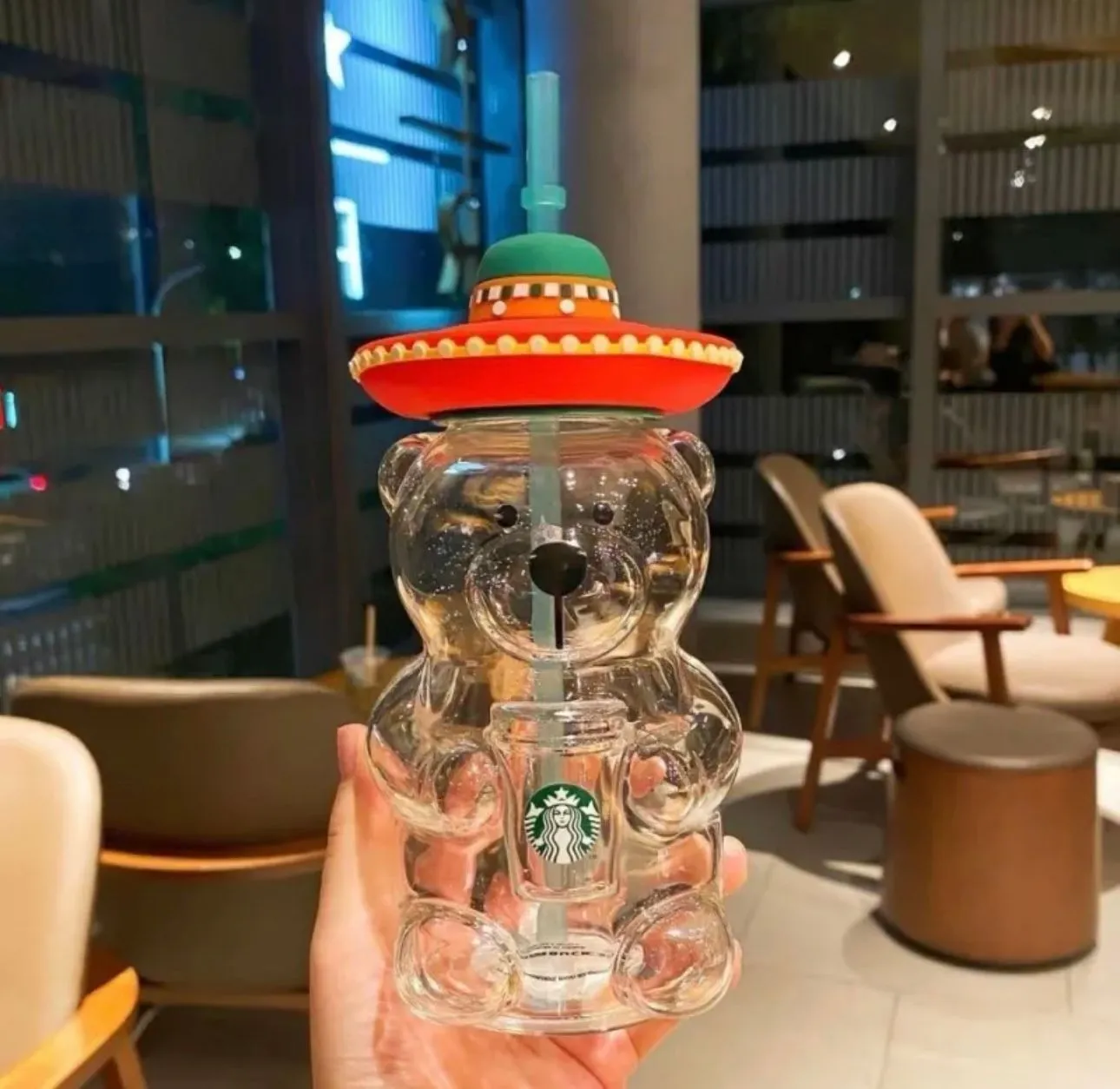 スターバックス ガラス ベアリスタ タンブラー ストロー付き 透明な 