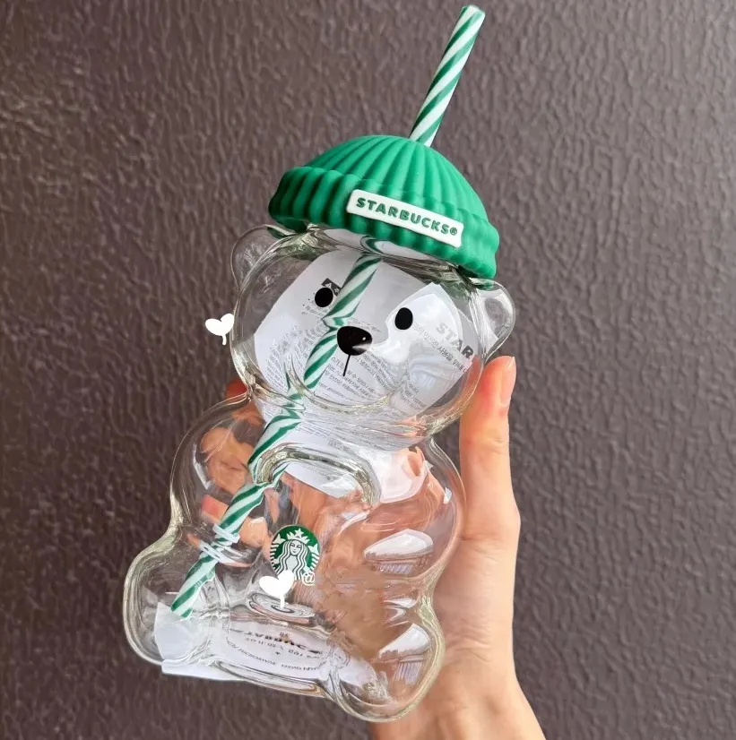 スターバックス ガラス ベアリスタ タンブラー ストロー付き 透明な