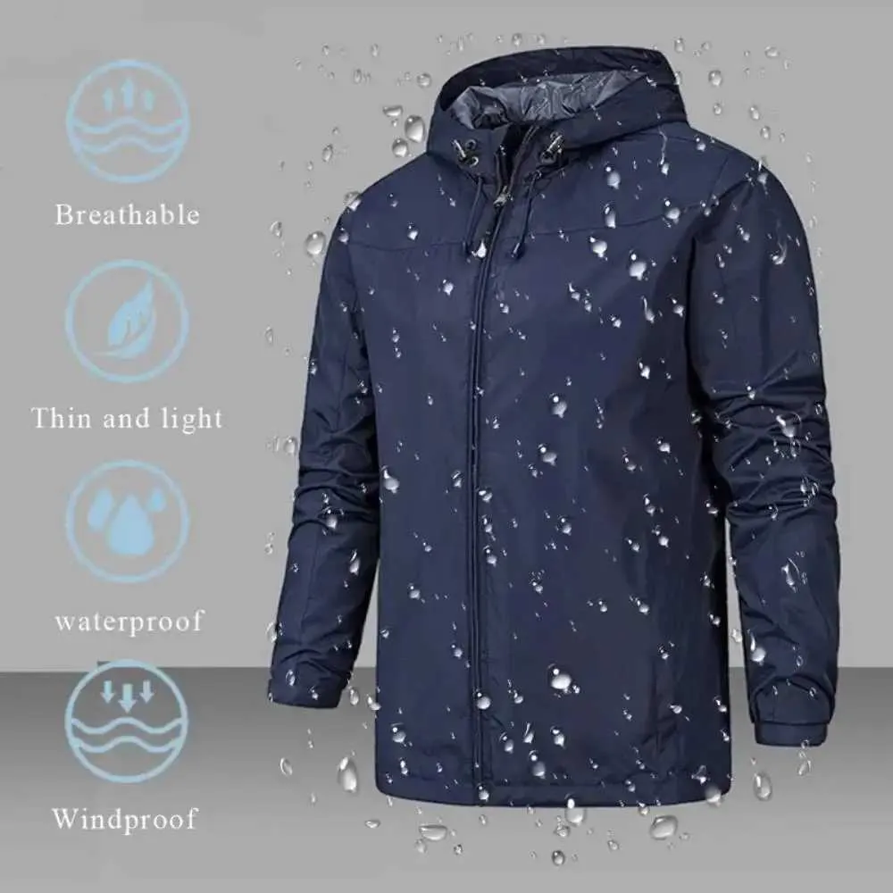 Mens Lightweight Waterproof Windbreaker Jacket with Hooded Shell for ...