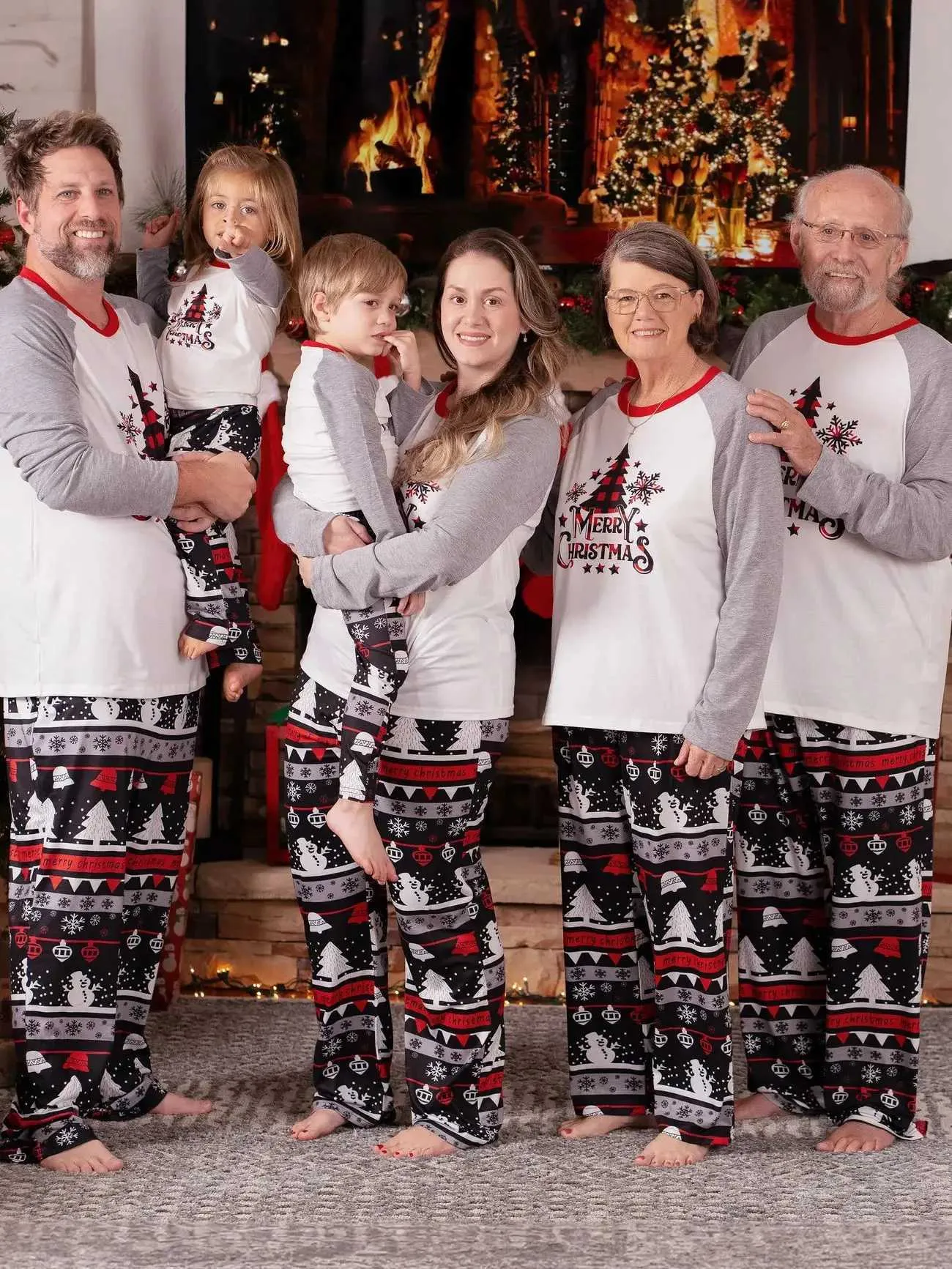 C251118 Family Christmas Tree Print Pajamas Set Loose Parent Child ...