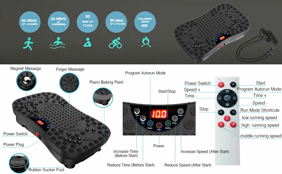 Vibration Plate Exercise Machine Vibration Platform with Bluetooth