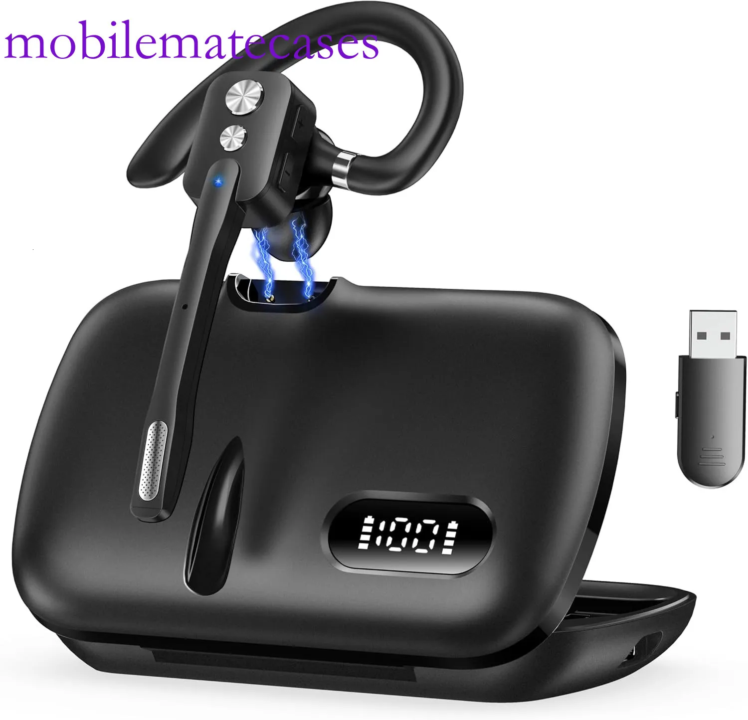 Wireless Bluetooth Headset With Dual Mic Noise Cancelling And