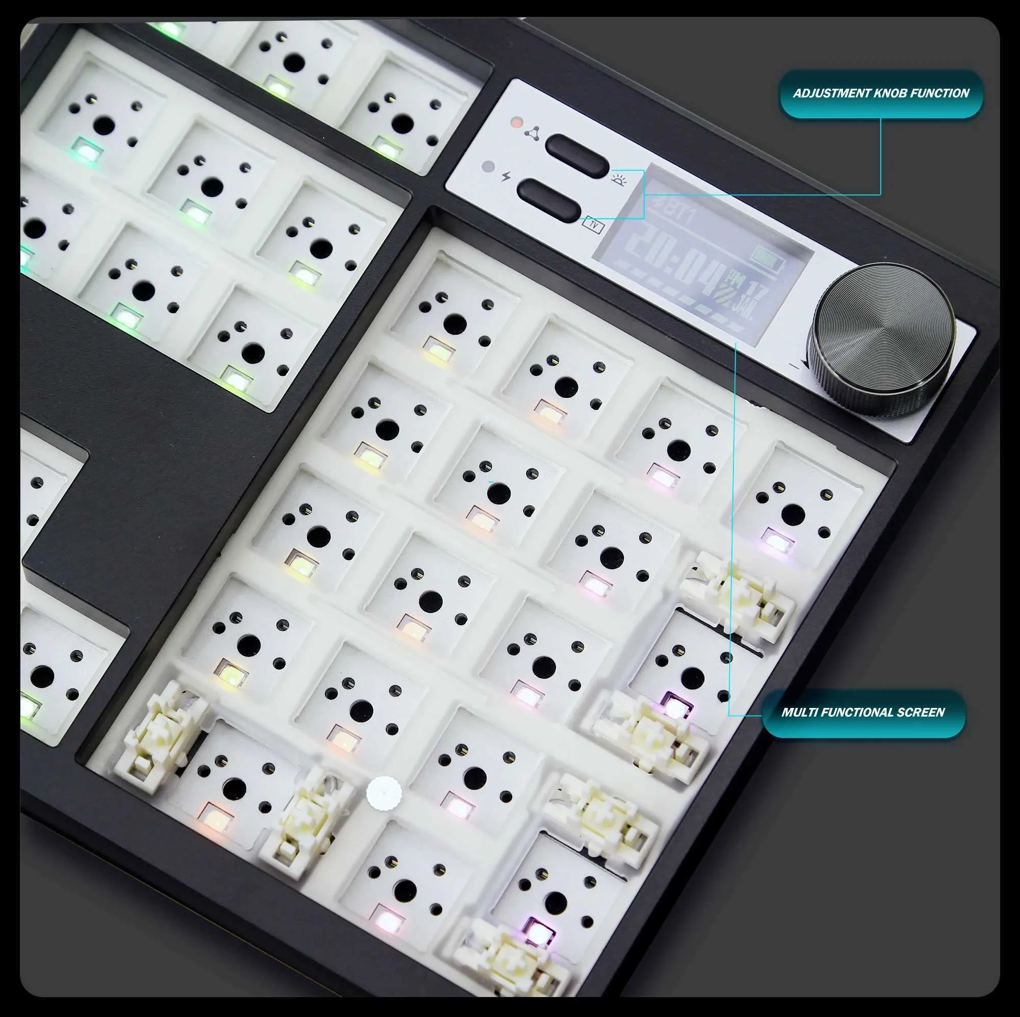 Customizable Mechanical Keyboard Kit With Knob, RGB Backlight & Screen ...