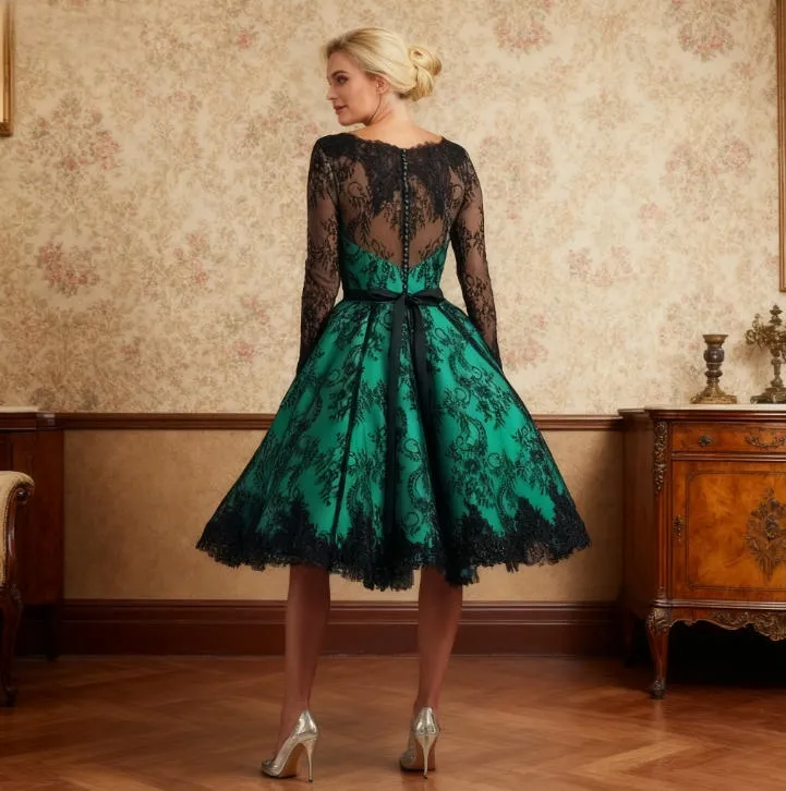 short black and green dresses Vintage A Line Civil Wedding And... From Dreamweddings, $119.84 parentId:290937