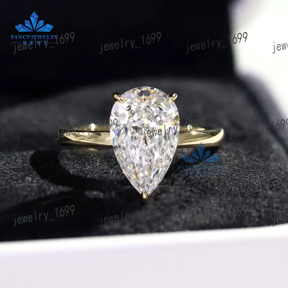 Pear Cut Lab Grown Diamond Engagement Ring for Women 14K 18K Gold ...