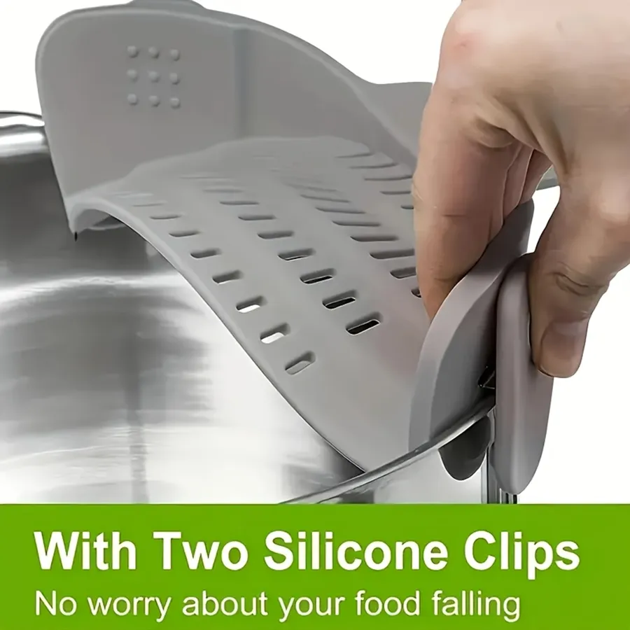 Passoire Universelle En Silicone à Clip - Pour Égoutter Pâtes, Légumes - Résiste à 230°C - Sans BPA