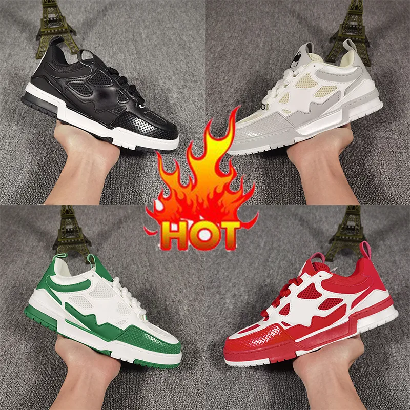Luxurys mens casual shoes Men designer sneakers Skate Sneaker Marine White black Grey Green red pink low platform womens trainers navy purple snake skin brown shoe