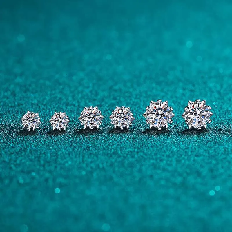 Orecchini a perno in moissanite Dhcollections in argento sterling 925 con design a fiocco di neve, superati i test sui diamanti, 0,5 2 ct, taglio perfetto per_voghion.com