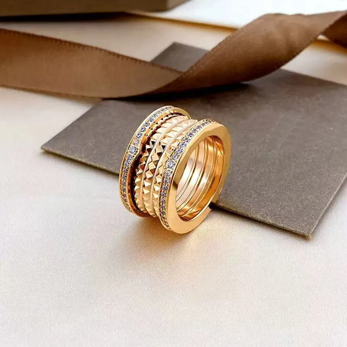 Stylish Titanium Steel Love Ring for Men & Women with Rose Gold Trim
