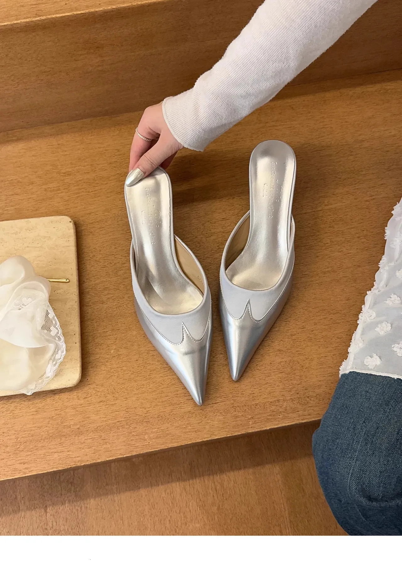 Elegante Transparente Herz-mules Mit Spitzer Kappe High Heels_voghion.com