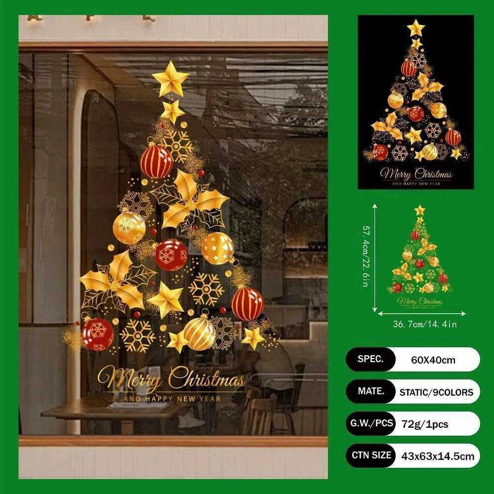 Window Sticker Sheet Electrostatic PVC Christmas Window Stickers Reusable Sheet Xmas Window ...