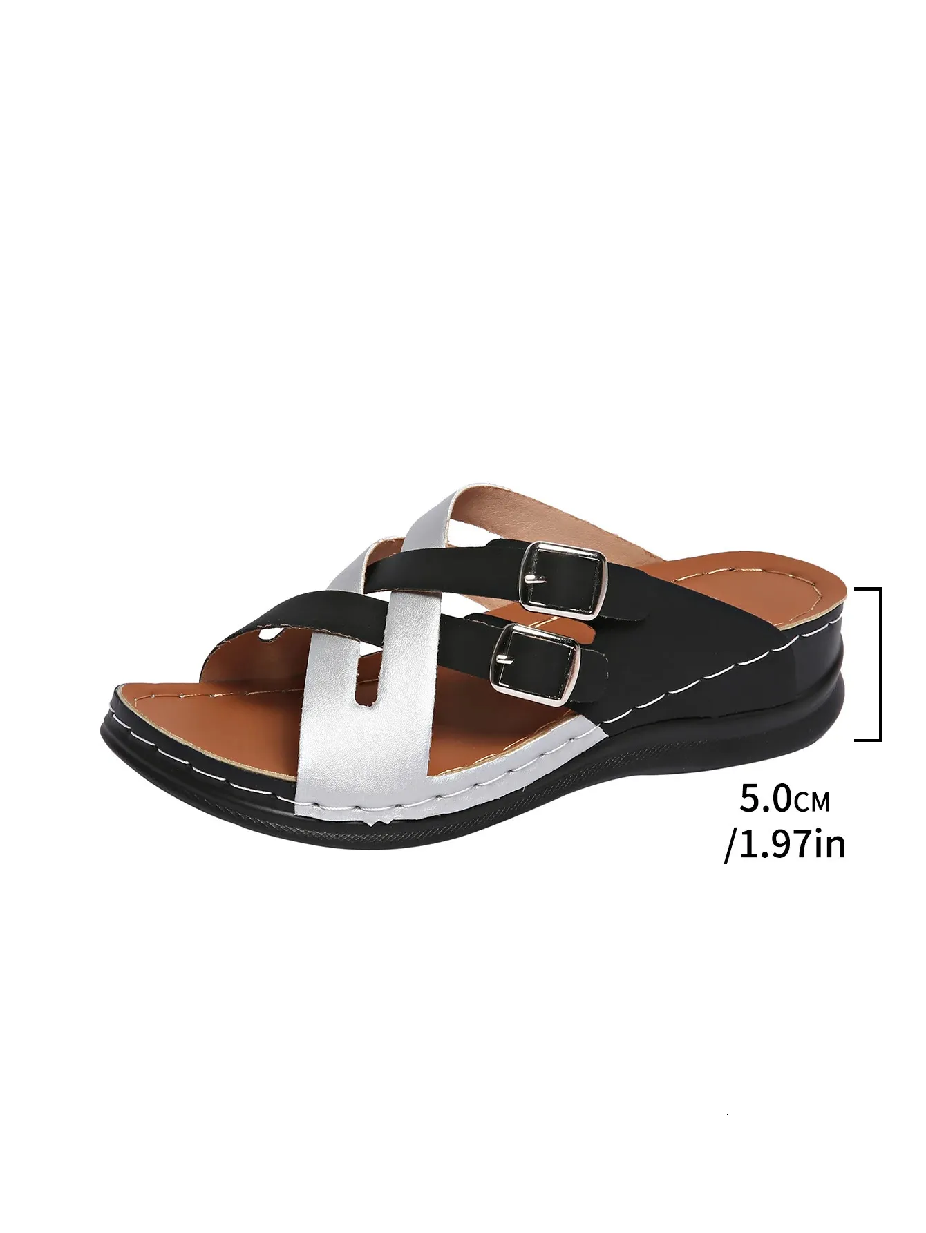 Sandali donna con zeppa antiscivolo per estate e spiaggia_voghion.com
