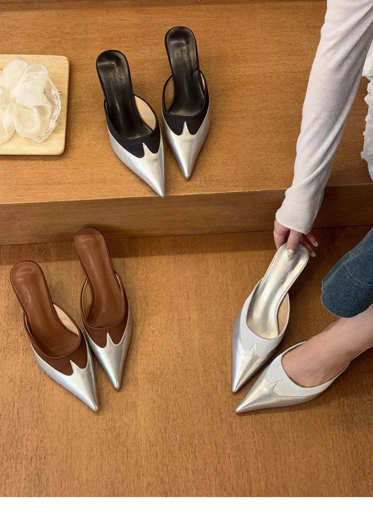Elegante Transparente Herz-mules Mit Spitzer Kappe High Heels_voghion.com