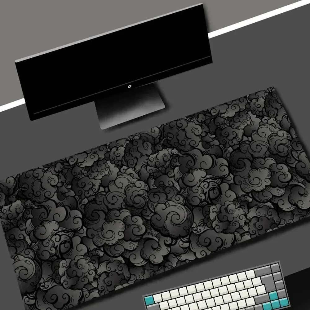 Japanese cloud mouse pad large non-slip rubber desk mat black kawaii ...