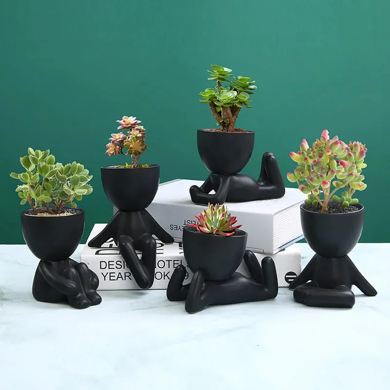 Kreativer Keramik Blumentopf  Abstrakter Schwarzer... Von 6  | DHgate