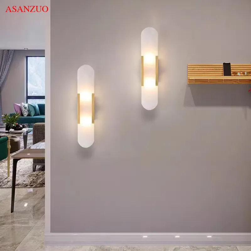 50% OFF Elegant Jade Stone & Marble Wall Lamp – Modern Gold Sconce for Luxe Home Décor