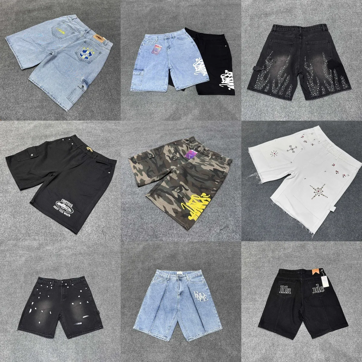 Designer Corteizli Embroidered Denim Shorts for Men and Women, Casual ...