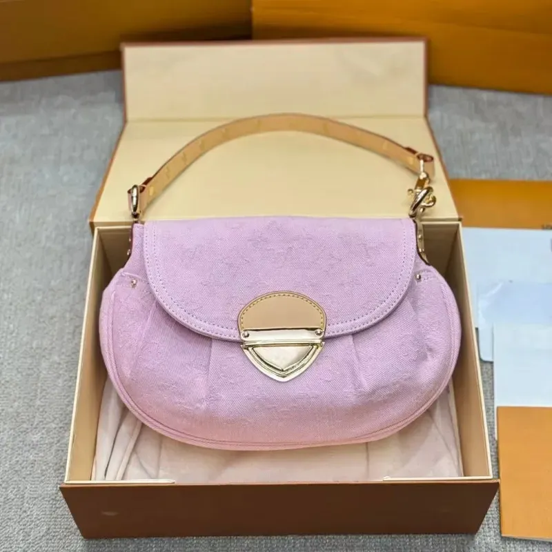 Designer Bag Women Crossbody Shoulder Bags Chain Wallet Easy Pouch On Strap Purse Embossed Letters Old Flower Handbags Floral Lady Embroidery Half Moon Bag