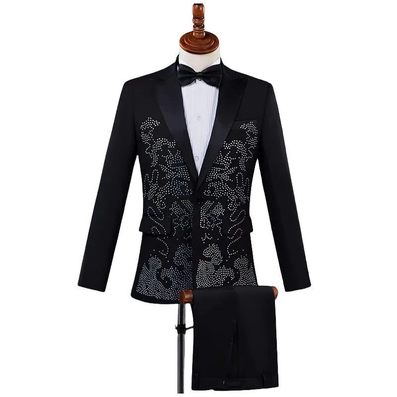 Black White Sparkly Crystal Jacket For Men Stage From Zhgyong