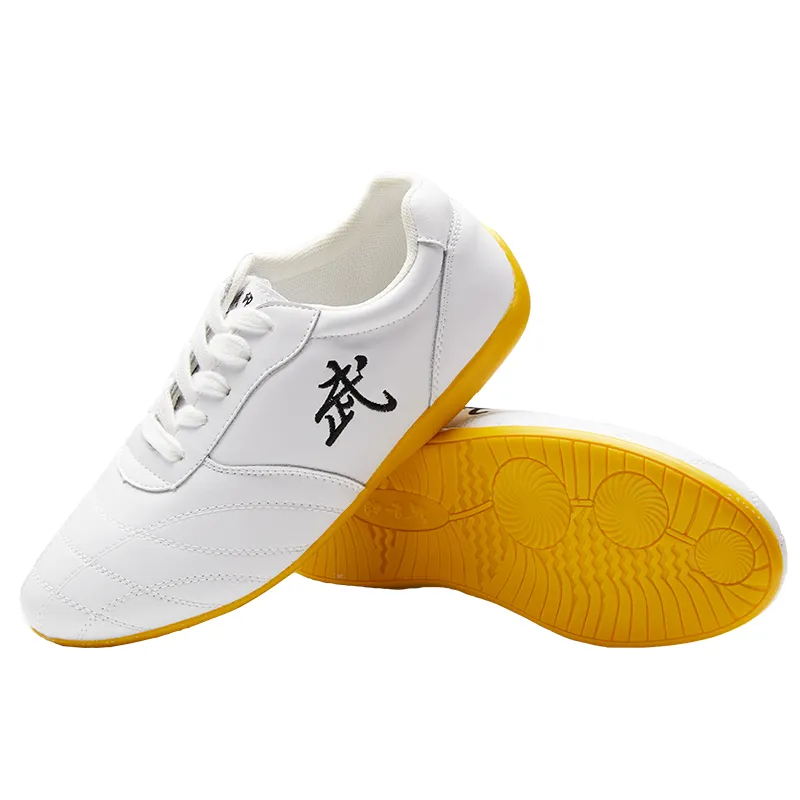 Chaussures Kwon Kick Light Taekwondo Karate Tai Ji - Cuir Blanc/noir - Neuves