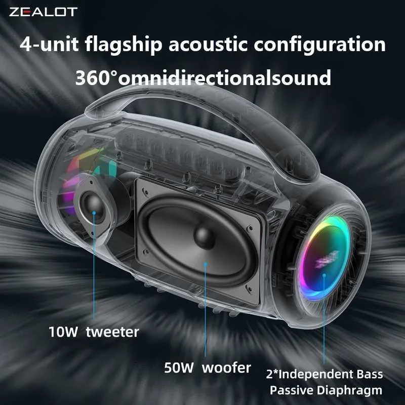 Zealot P12 60W Wireless Speakers Bluetooth HiFi Sound With Bass