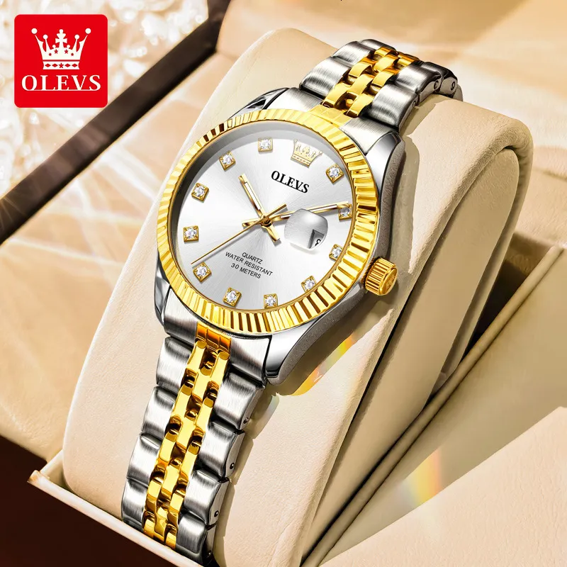 OLEVS Women\'s Stainless Steel Quartz Dress Watch with Date, 30M Water OLEVS Original Diamond Dial Quartz Watch for Women Fashion  main image 2