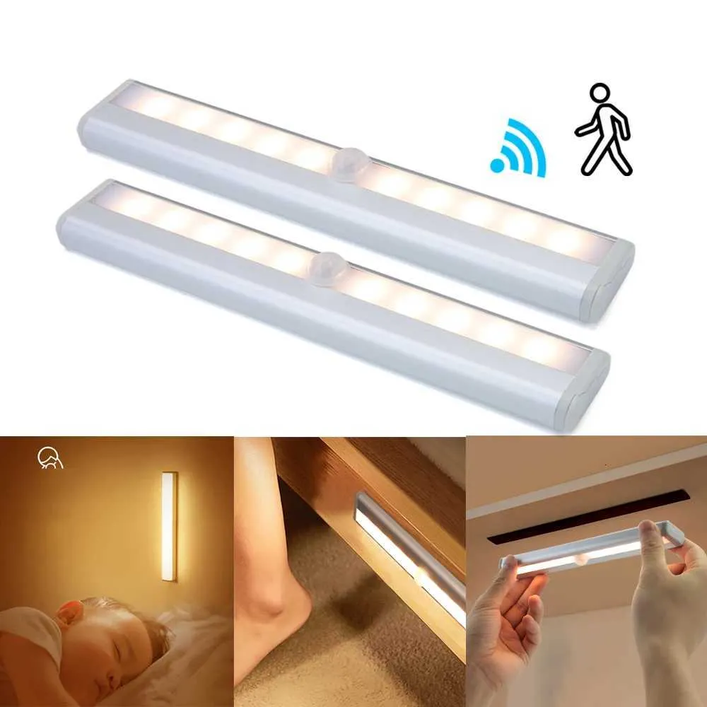 10 LEDs PIR Motion Sensor Wireless LED Night Light 3.7 V Battery ...