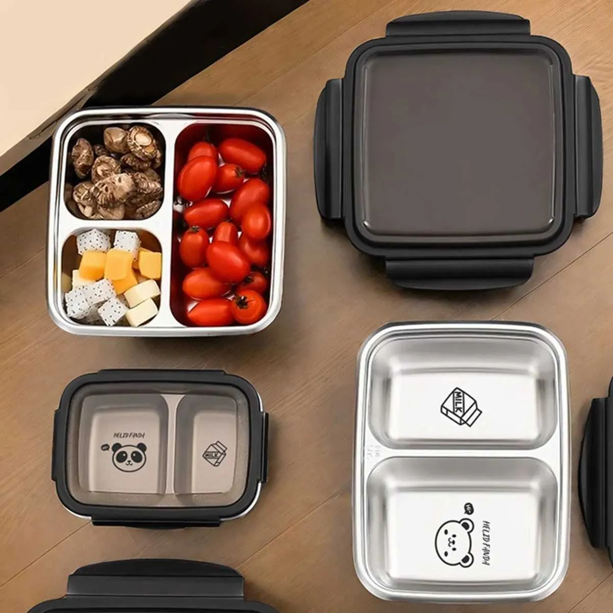 WORTHBUY 2/3 Grids 304 Stainless Steel Leak-proof Lunch Box Large ...