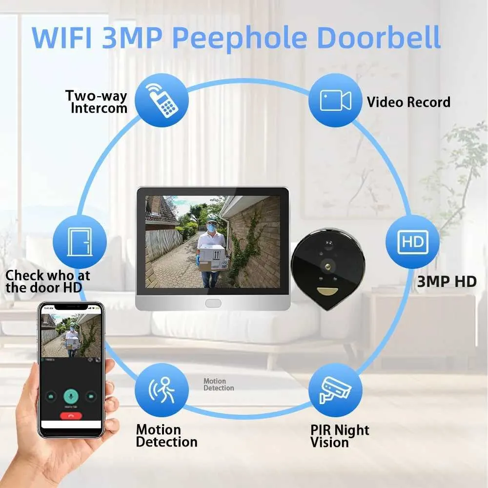 ICam365 Smart Home Wireless Video Doorbell 3MP Two Way Audio PIR