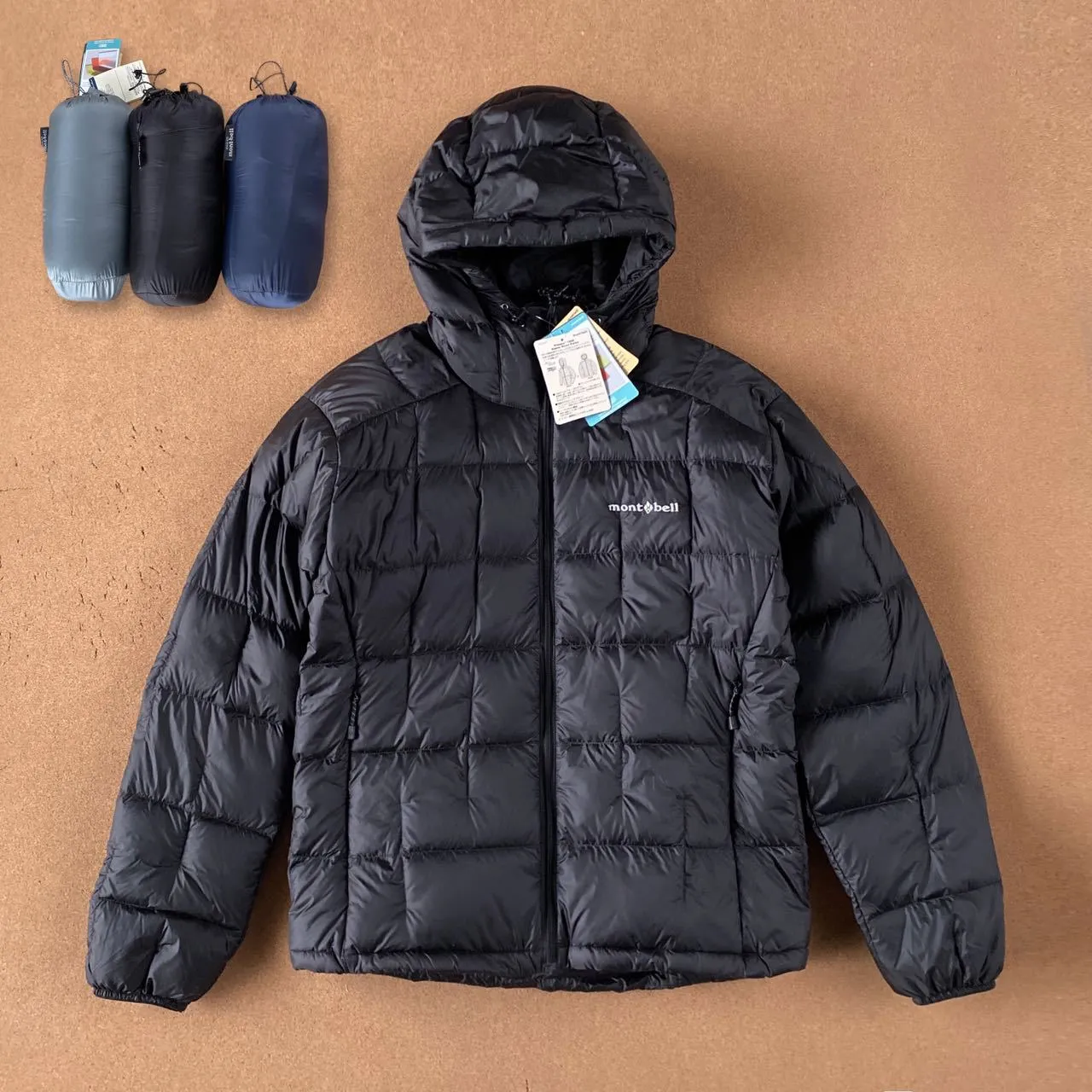 Montbell Men's Knee-Length Hooded Down Puffer Jacket with 90