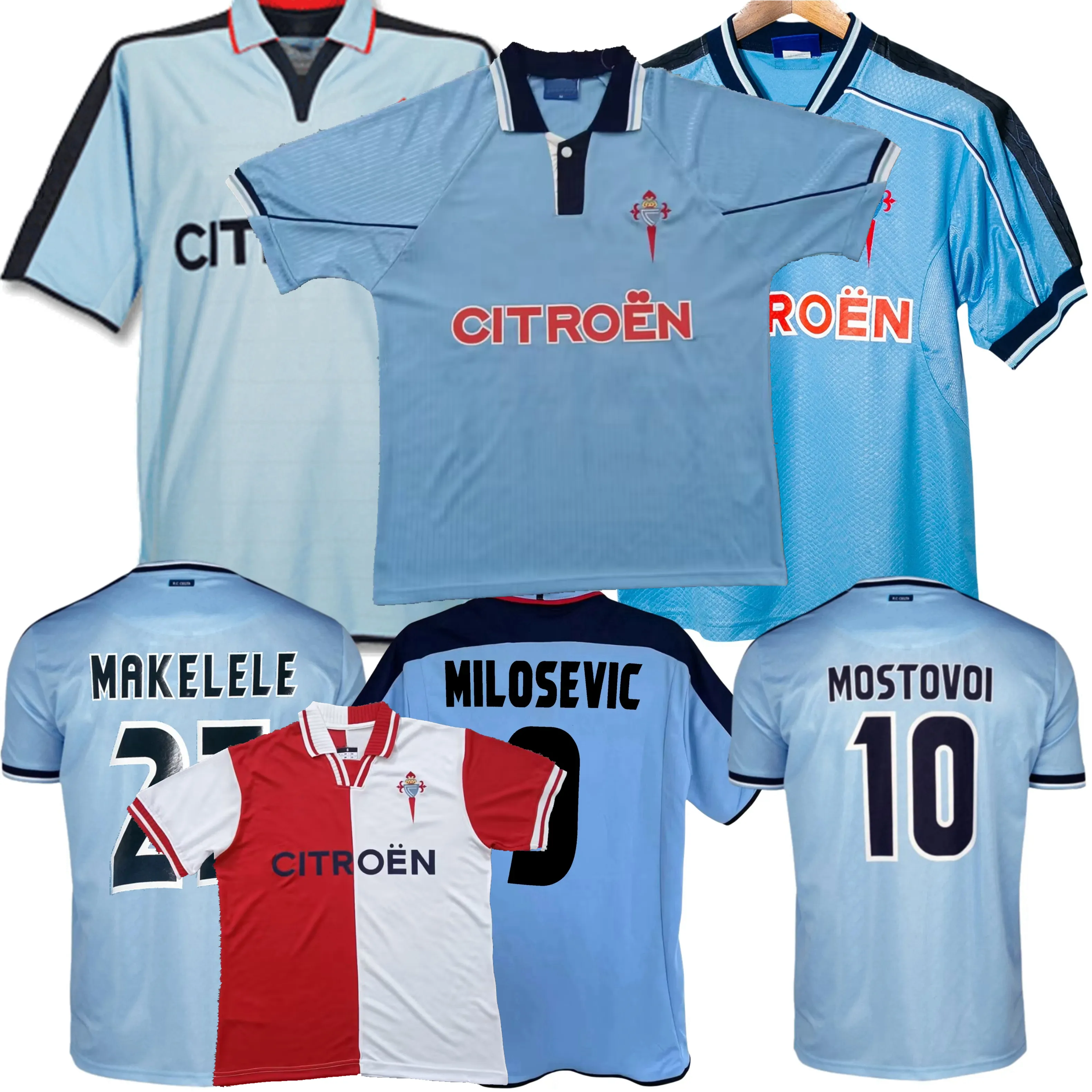 Save Big on Bulk Soccer Jerseys Retro Retro Classic 97/99/00 02/04 Celta  Soccer Jerseys MOSTOVOI MILOSEVIC MAKELELE 1997 1998 1999 2000 2002 2003  2004