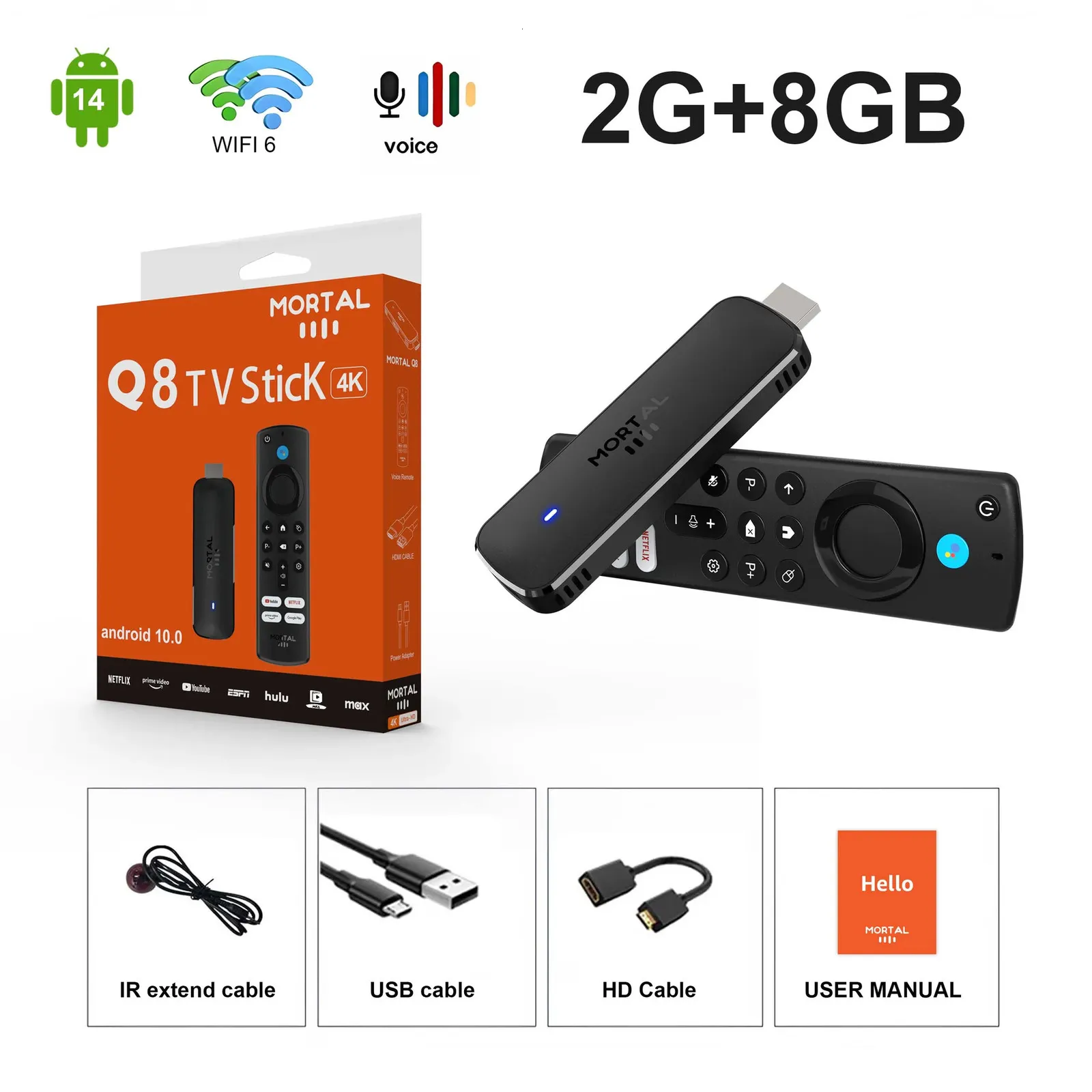 Mortal Q8 Android 14 4K TV Stick, WiFi 6 Media Player | DHgate