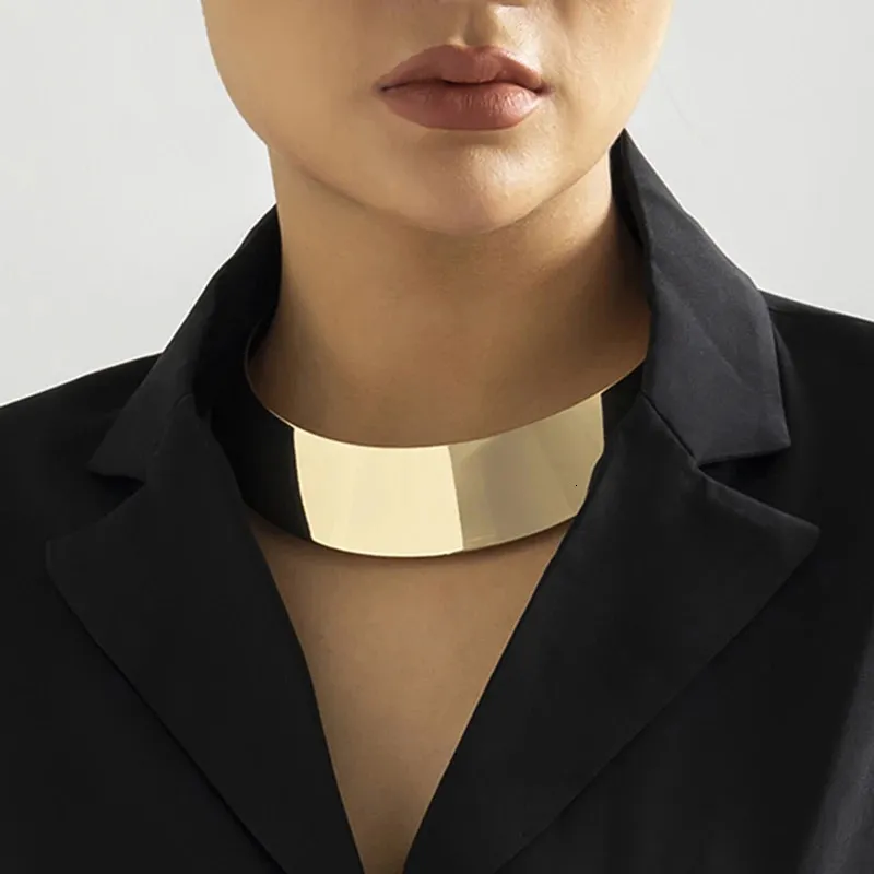 Chunky Gold Choker Necklace Statement Metal Wire Torque Collar