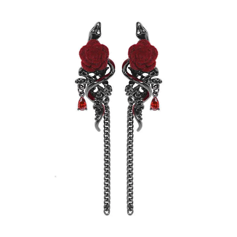 Dhcollections Ins Sweet Cool Girl Design Rose Silver Needle 925 Ear Jewelry High End Sense Snake Wrapped Flower Drop_voghion.com
