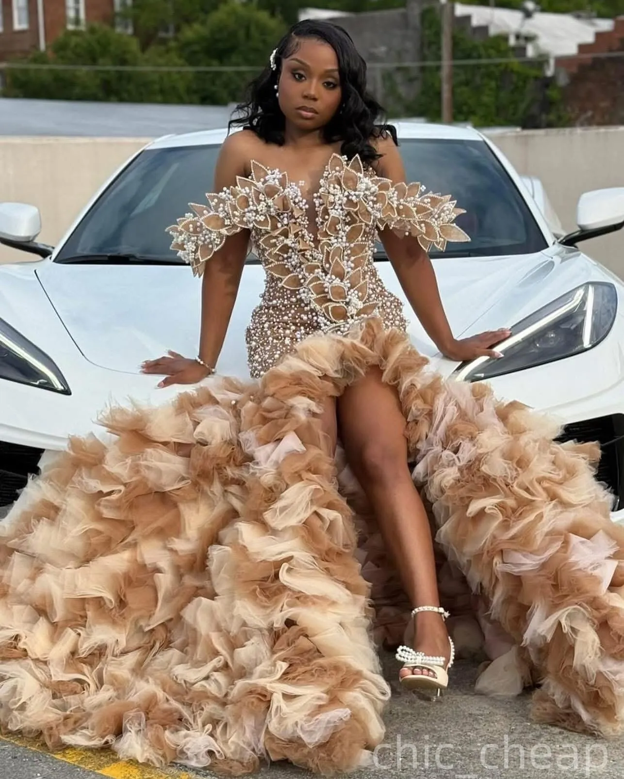 champagne gold plus size dress Mermaid Prom Dresses 2025 Florals... From Chic_cheap, $343.6 x-mappingIndex:14983-30386